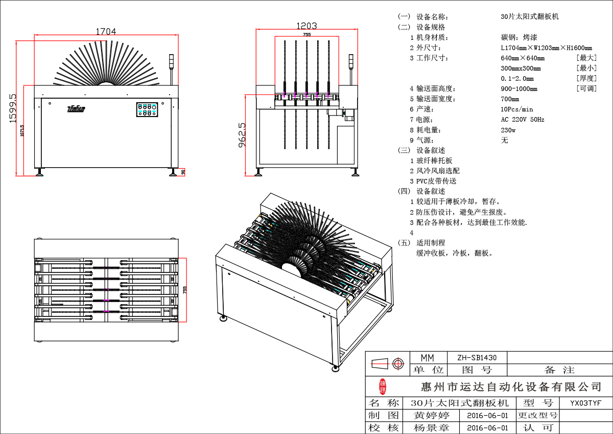 30片太陽式翻板機(jī)